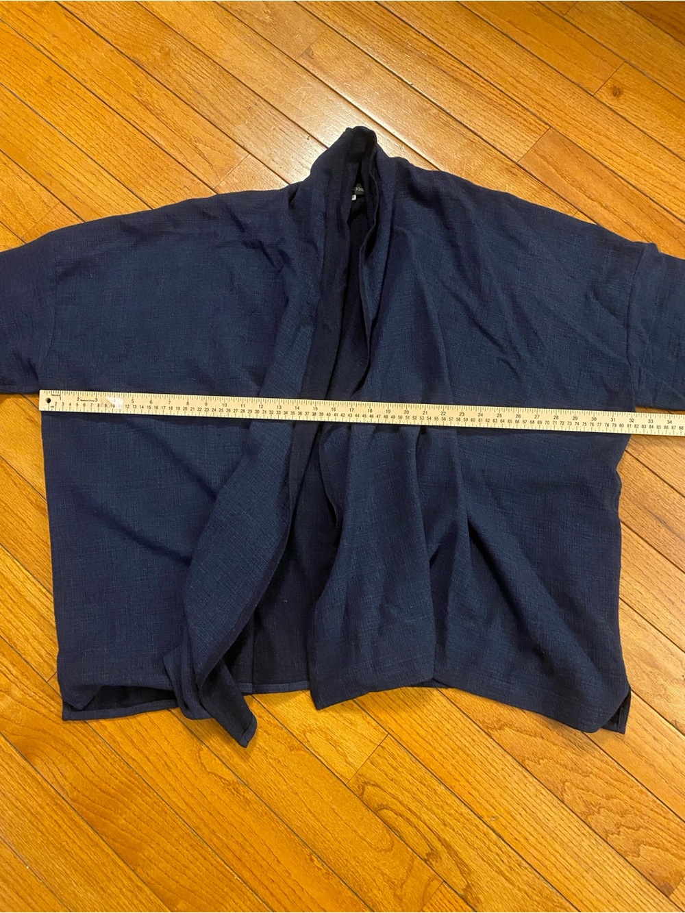eskandar basketweave wool Navy blue Open-Front oversized cardigan sweater Small - Picture 9 of 10